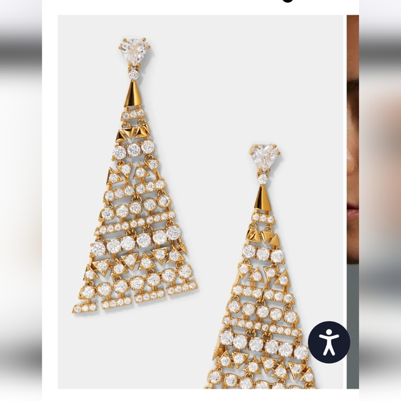 GORGEOUS NADRI LUXOR GOLD CZ EARRINGS - Picture 3 of 4